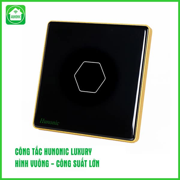 Công Tắc Hunonic Luxury Hình Vuông 1 Nút Lớn Đen